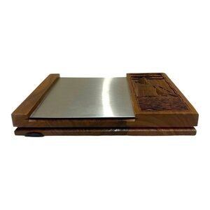 Vintage MCM LaserCraft Solid Walnut & Stainless Writing Pad